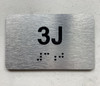 APT# 3J SILVER Braille Sign