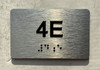 APT# 4E SILVER Braille Sign