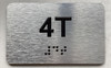 APT# 4T SILVER Braille Sign