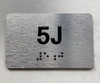 APT# 5J SILVER Braille Sign