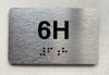 APT# 6H SILVER Braille Sign