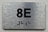 APT# 8E SILVER Braille Sign