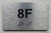 APT# 8F SILVER Braille Sign