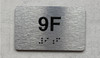 APT# 9F SILVER Braille Sign