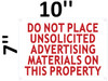 BUILDING SIGNAGE  DO NOT Place UNSOLICITED Advertisement Material ON This Property