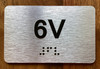 Apartment Number 6V Braille Sign