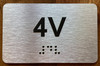 Apartment Number 4V Braille Sign