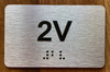 Apartment Number 2V Braille Sign