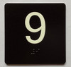 Elevator 9 Sign Elevator Jamb Plate Braille Sign