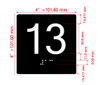 Elevator 13 Sign Elevator Jamb Plate Sign