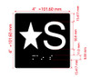 Star S Sign with Raised Letters Safety Sign