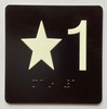 Star 1 Sign with Raised Letters Ada Sign
