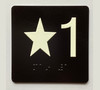 Star 1 Sign with Raised Letters Braille Sign
