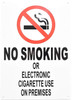 NO Smoking OR Electronic Cigarette USE ON Premises- NYC Smoke Free ACT Sign