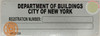 NYC HPD Building registration number sign