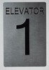 Silver Elevator 1 Sign  - Tactile Touch Braille Sign