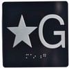 Black Star G (Star Ground) Elevator Jamb Plate  with Braille and Raised Number-Elevator Floor Number