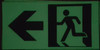 RUNNING MAN DOWN LEFT ARROW EXIT SIGNAGE -Adhesive SIGNAGE (Photoluminescent ,High Intensity
