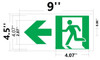 SIGN RUNNING MAN DOWN LEFT ARROW EXIT  -Adhesive  (Photoluminescent ,High Intensity