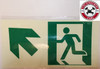 SIGN RUNNING MAN UP LEFT EXIT  -Glow-In-The-Dark High Intensity-Adhesive  (Photoluminescent ,High Intensity