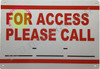 DOB NYC PLEASE CALL FOR ACCESS SIGN