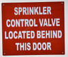 Sprinkler Control Valve Located Behind This Door SIGNAGE