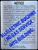 ALL ELECTRIC BUILDING: Carbon monoxide detector notice NO GAS SERVICE TO BUILDING(8.5X11, SILVER ,27-2046.1)