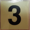 PHOTOLUMINESCENT DOOR IDENTIFICATION NUMBER (THREE) Sign/ GLOW IN THE DARK "DOOR NUMBER" Sign