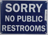 NO Public Restroom Sign (Aluminium, Blue/White)