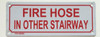 FIRE HOSE IN OTHER STAIRWAY Sign