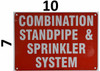 Combination Standpipe/Sprinkler System FIRE Department Connection Sign(Reflective !!!!!!! Red,Aluminum 7X10)