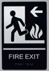 FIRE EXIT Left Arrow Sign -Tactile Signs-The Sensation line Ada sign