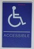 Wheelchair Accessible Restroom SIGN Braille Sign with Raised Tactile Graphics and Letters (Blue,6x9 Comes with Double Sided Tape)- The Deep Blue line