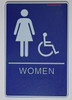 ADA Women Accessible Restroom Signage with Braille and Double Sided Tap -Tactile Signages  The deep Blue ADA line  Braille Signage