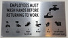 Employee Must WASH Hand Before Returning to Work Sign