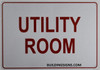 Utility Room Sign- Reflective !!! (White,Aluminum )