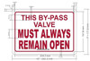 This by-Pass Valve Must Always Remain Open SIGNAGE