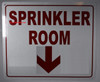Sprinkler Room with Arrow Down Sign, Engineer Grade Reflective Aluminum Sign