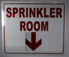 SIGNAGE  Sprinkler Room with Arrow Down , Engineer Grade Reflective Aluminum