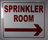 Sprinkler Room with Arrow Right Sign, Engineer Grade Reflective Aluminum Sign (White,Aluminum )