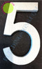 Aluminum Number 5 Sign (Brush Silver,Double Sided Tape, Rust Free, 2.75 inch)-ÉLÉGANTE NUMÉRO DE Porte BROSSE Artiste