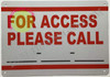 Access Contact Signage -for Access Please Call Signage