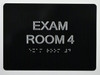EXAM Room 4 Sign with Tactile Text and   Braille sign -Tactile Signs  The Sensation line  Braille sign