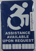 Assistance Available Upon Request Sign with Phone Number Tactile Signs -The Pour Tous Blue LINE  Braille sign
