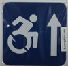 ADA-ACCESSIBLE Symbol Forward Arrow SIGN -Tactile Signs  -The Pour Tous Blue LINE  Braille sign