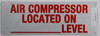 SIGN AIR Compressor Located in Basement Level Sign