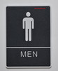 MEN ACCESSIBLE Restroom Sign- BLACK- BRAILLE - The Leather Sheffield ADA line Braille sign