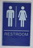 Ada Sign WOMEN Restroom Sign- BLUE- BRAILLE - The deep  Blue ADA line Blue