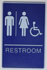 Restrooms Sign- BLUE- BRAILLE - The deep Blue ADA line Ada Sign