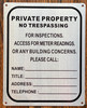 PRIVATE PROPERTY NO TRESPASSING SIGN